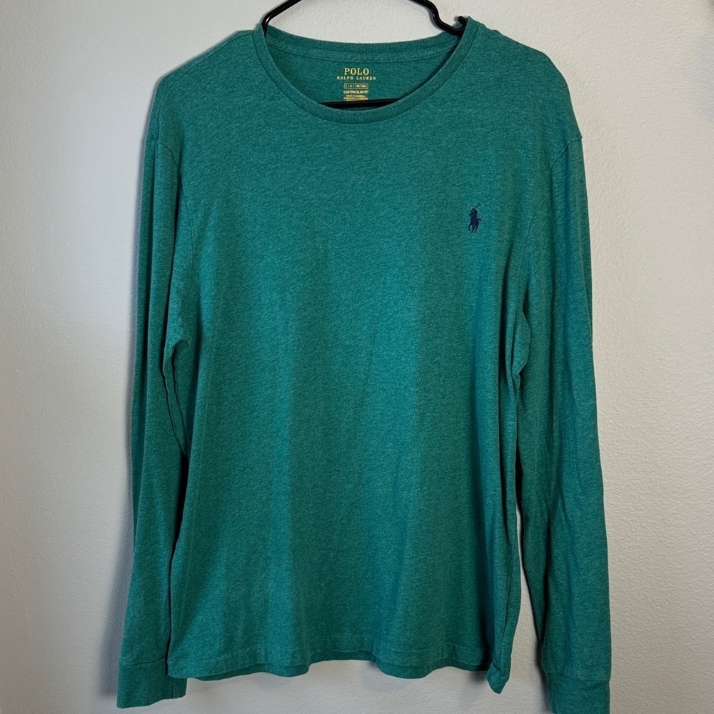 Polo by Ralph Lauren Men's Teal Green Long Sleeve Tee